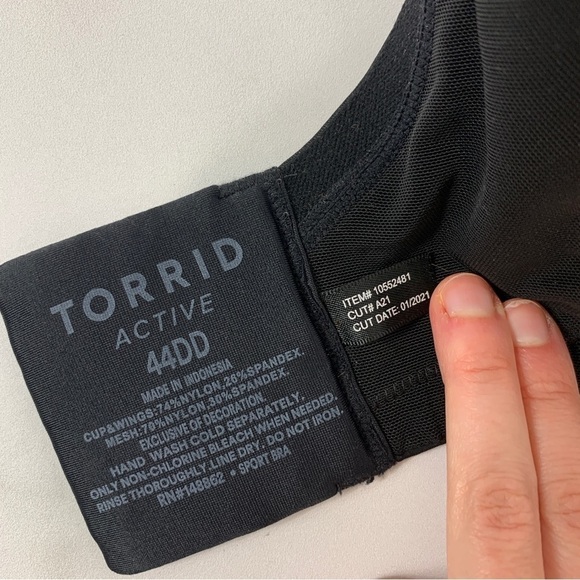 Torrid Active Mid Impact Underwire Black Sports Bra 44DD - Picture 7 of 10